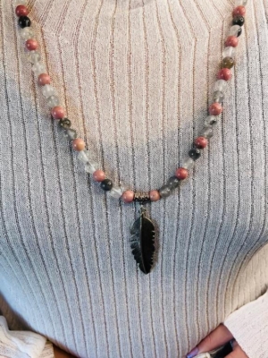 JAPA MALA RODONITA Y CUARZO GRIS