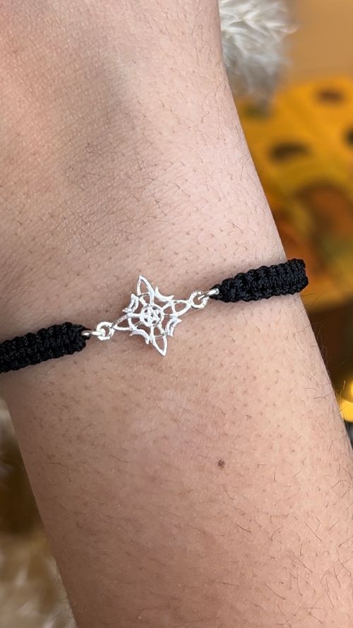 PULSERA MACRAMÉ NUDO DE BRUJA PLATA DE LEY - Imagen 2