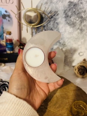 PORTAVELA DE SELENITA CON FORMA DE LUNA