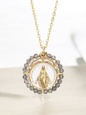 COLLAR VIRGEN MILAGROSA CON LABRADORITA