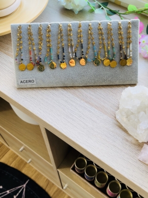 PULSERAS HOROSCOPOS CON MINERALES. ACERO INOXIDABLE