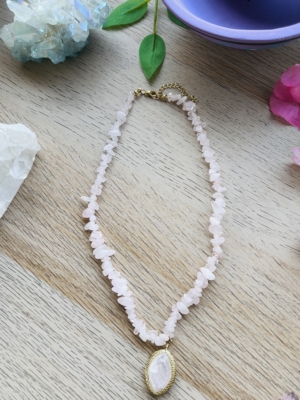 COLLAR CHIP CUARZO ROSA NATURAL